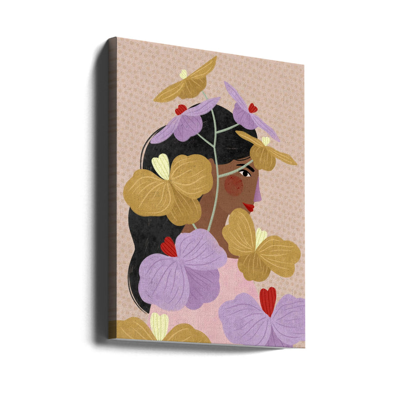 Hidden behind yellow purple flowers - Stretched Canvas, Poster or Fine Art Print I Heart Wall Art