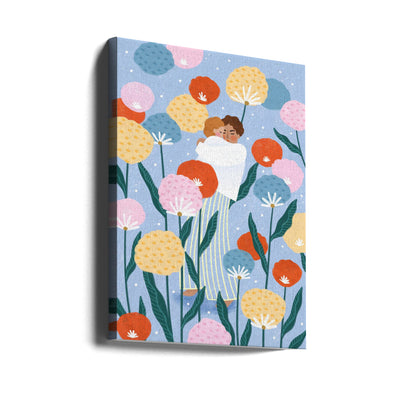 Mother and Child Amongst Flowers - Stretched Canvas, Poster or Fine Art Print I Heart Wall Art
