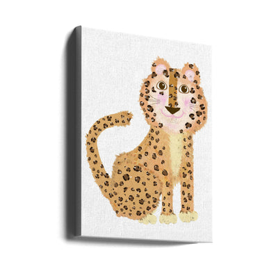 Cute Sitting Leopard - Stretched Canvas, Poster or Fine Art Print I Heart Wall Art