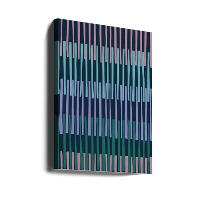 Block print geometrics stripes dark blue - Stretched Canvas, Poster or Fine Art Print I Heart Wall Art
