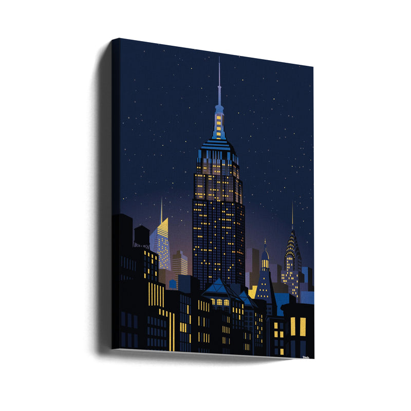 NYC Manhathan by night - Stretched Canvas, Poster or Fine Art Print I Heart Wall Art