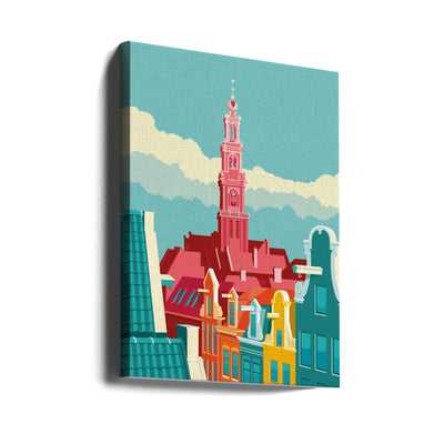 Amsterdam Westerkerk Jordaan - Stretched Canvas, Poster or Fine Art Print I Heart Wall Art