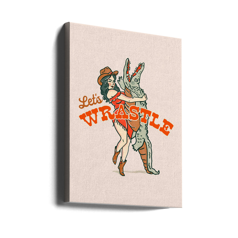 Lets Wrastle Poster - Stretched Canvas, Poster or Fine Art Print I Heart Wall Art