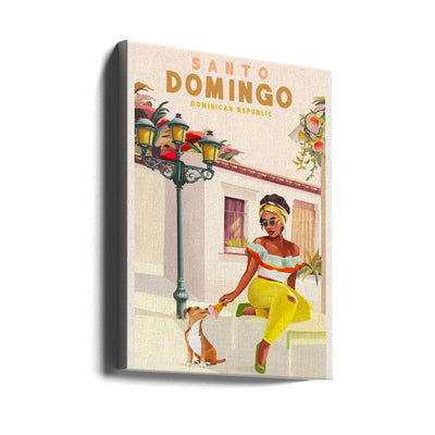 Santo Domingo Dominican Republic Woman &amp; Dog - Stretched Canvas, Poster or Fine Art Print I Heart Wall Art