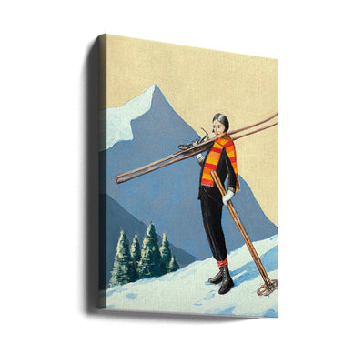 Skier with Colourful Scarf - Stretched Canvas, Poster or Fine Art Print I Heart Wall Art