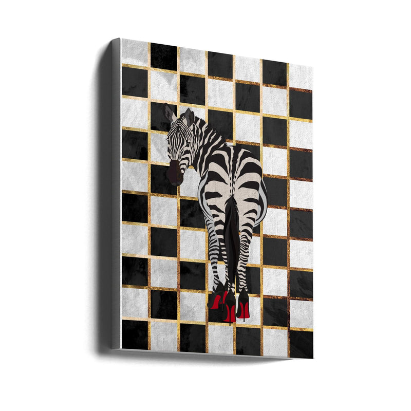 Zebra Heels Checkerboard - Stretched Canvas, Poster or Fine Art Print I Heart Wall Art