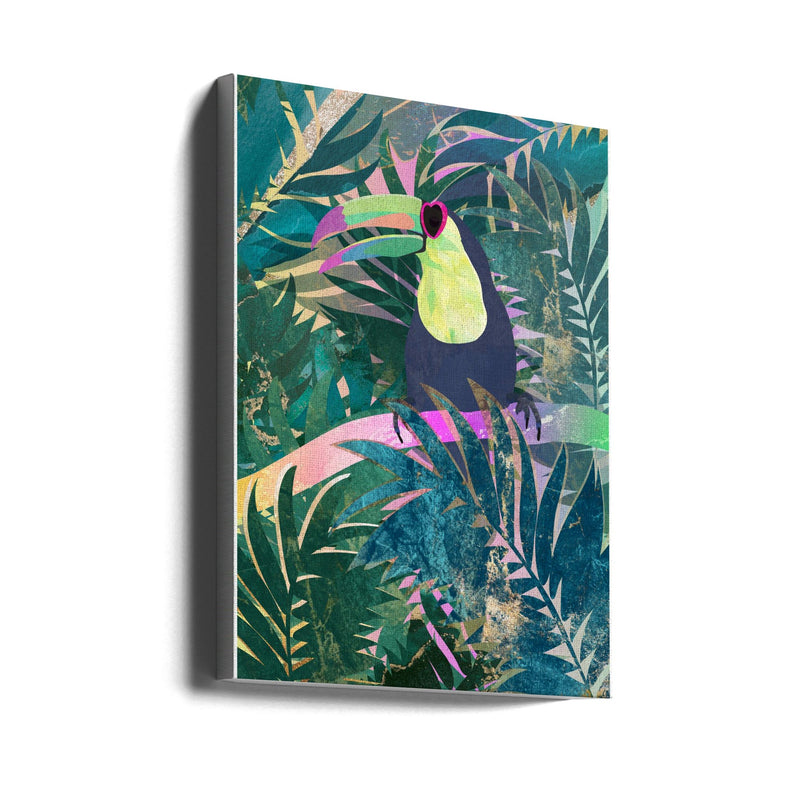 Jungle Rainbow Toucan - Stretched Canvas, Poster or Fine Art Print I Heart Wall Art