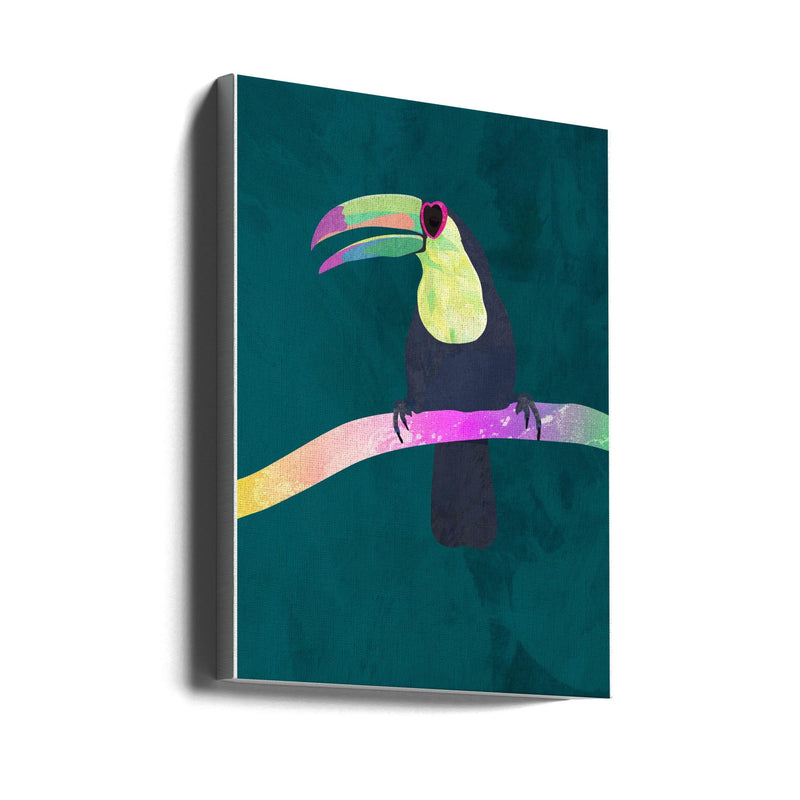 Rainbow toucan - Stretched Canvas, Poster or Fine Art Print I Heart Wall Art