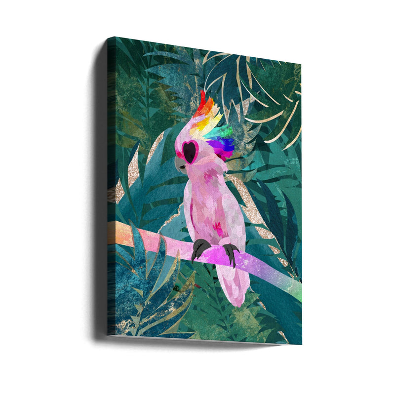Jungle Rainbow Cockatoo - Stretched Canvas, Poster or Fine Art Print I Heart Wall Art