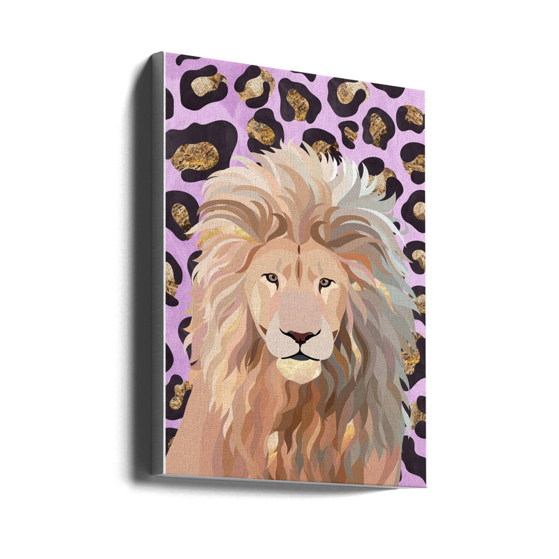 Leopard Print Lion Pink - Stretched Canvas, Poster or Fine Art Print I Heart Wall Art