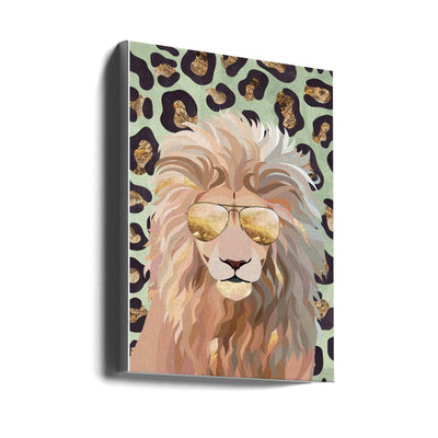 Leopard Print Lion Green - Stretched Canvas, Poster or Fine Art Print I Heart Wall Art