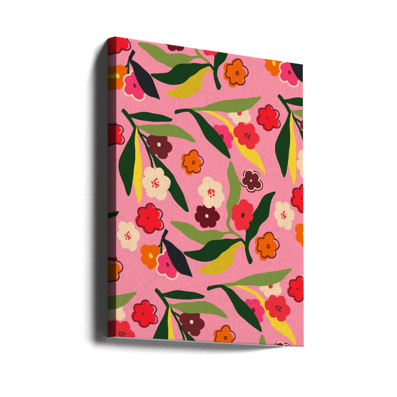 Retro Floral Fields - Stretched Canvas, Poster or Fine Art Print I Heart Wall Art