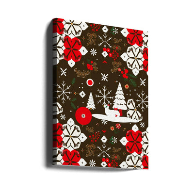 Snowy Festivities Pattern - Stretched Canvas, Poster or Fine Art Print I Heart Wall Art