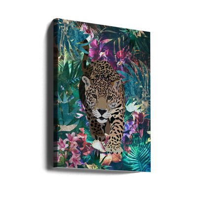 Tropical Jungle Jaguar - Stretched Canvas, Poster or Fine Art Print I Heart Wall Art