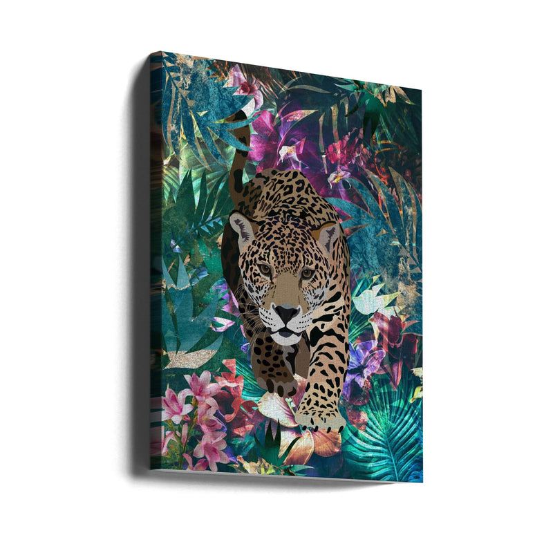 Tropical Jungle Jaguar - Stretched Canvas, Poster or Fine Art Print I Heart Wall Art