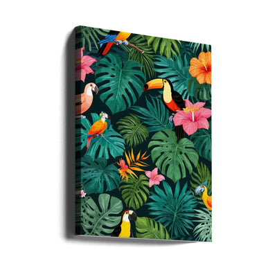 Tropical Paradise Jungle Pattern - Stretched Canvas, Poster or Fine Art Print I Heart Wall Art