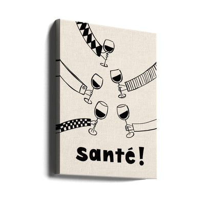 Santé Wine Party with Friends - Stretched Canvas, Poster or Fine Art Print I Heart Wall Art