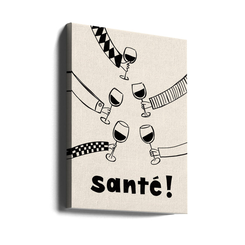 Santé Wine Party with Friends - Stretched Canvas, Poster or Fine Art Print I Heart Wall Art