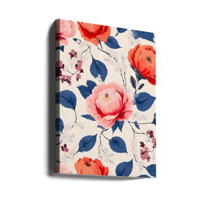 Crimson and Coral Flower - Stretched Canvas, Poster or Fine Art Print I Heart Wall Art