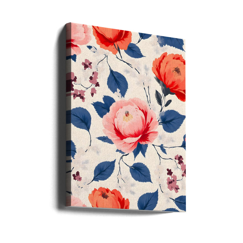 Crimson and Coral Flower - Stretched Canvas, Poster or Fine Art Print I Heart Wall Art