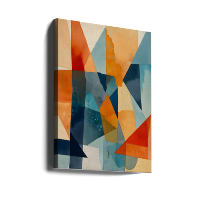 Abstract Angles of Blue and Orange - Stretched Canvas, Poster or Fine Art Print I Heart Wall Art