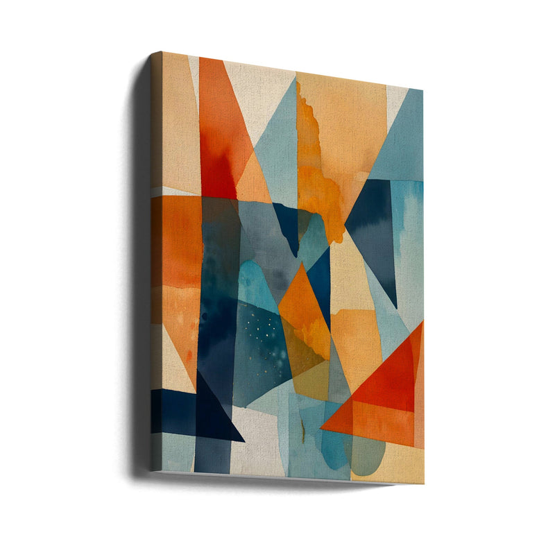 Abstract Angles of Blue and Orange - Stretched Canvas, Poster or Fine Art Print I Heart Wall Art