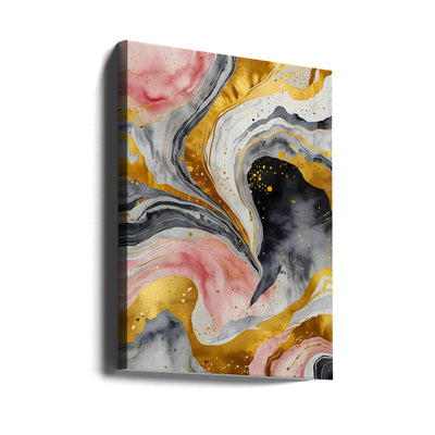 Golden Marble Whirls - Stretched Canvas, Poster or Fine Art Print I Heart Wall Art