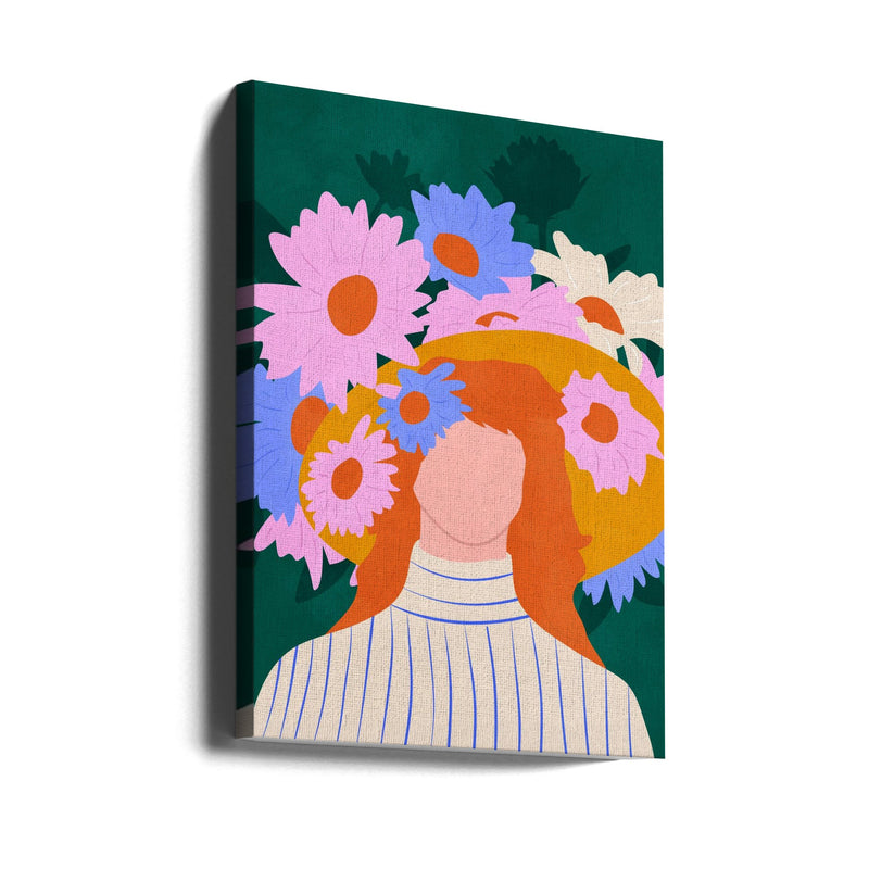 Golden Hat & Wildflowers - Stretched Canvas, Poster or Fine Art Print I Heart Wall Art