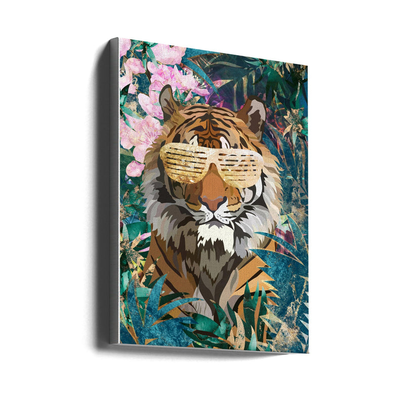 Cool Tiger Tropical Jungle - Stretched Canvas, Poster or Fine Art Print I Heart Wall Art