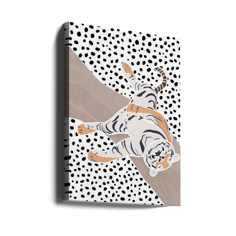 Tiger Sleeping polkadots - Stretched Canvas, Poster or Fine Art Print I Heart Wall Art