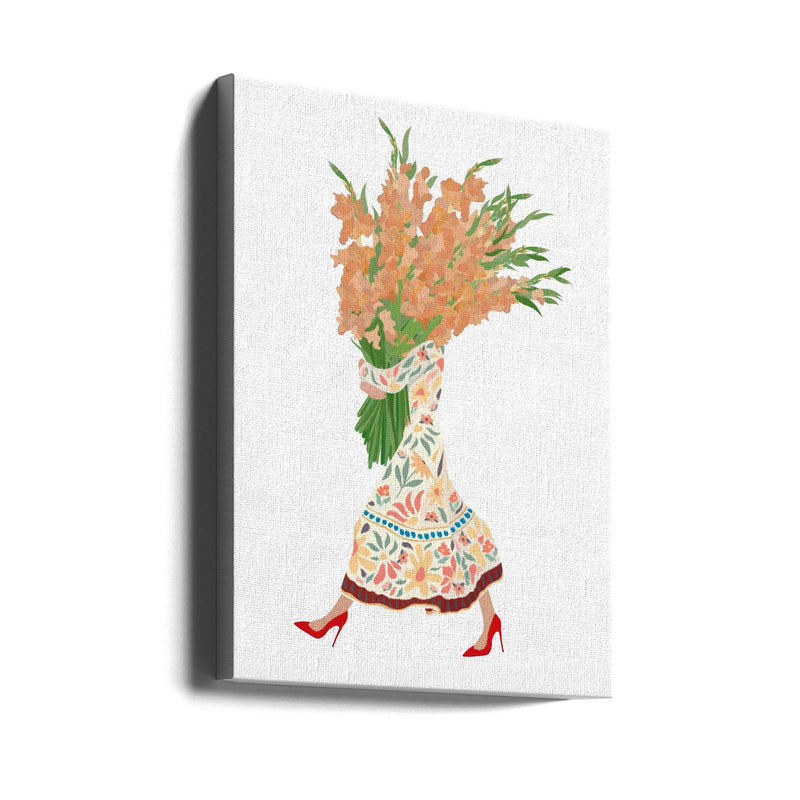 Boho Floral Dress white - Stretched Canvas, Poster or Fine Art Print I Heart Wall Art