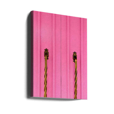 Modern Pink Doors with Brass Handles - Stretched Canvas, Poster or Fine Art Print I Heart Wall Art