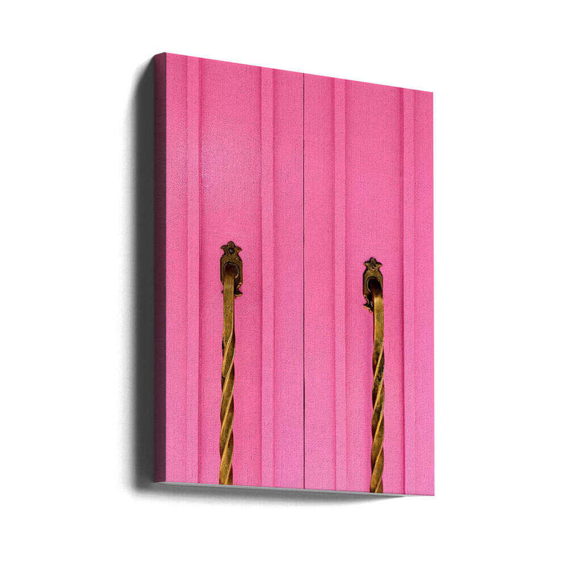 Modern Pink Doors with Brass Handles - Stretched Canvas, Poster or Fine Art Print I Heart Wall Art