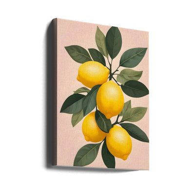 Golden Lemons On Green - Stretched Canvas, Poster or Fine Art Print I Heart Wall Art