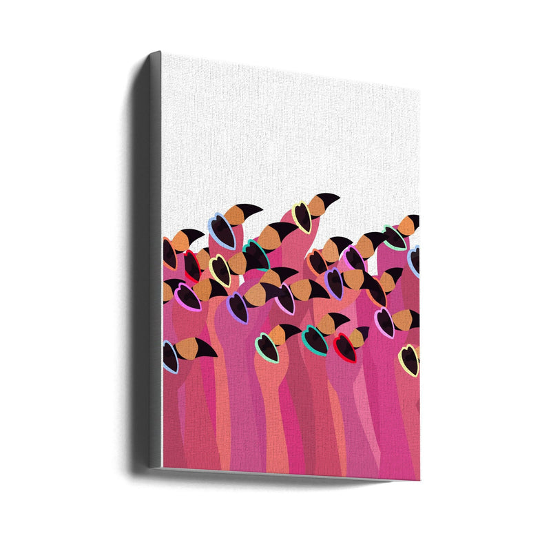 Flock flamingo white - Stretched Canvas, Poster or Fine Art Print I Heart Wall Art