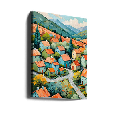 Pastel Village Dream - Stretched Canvas, Poster or Fine Art Print I Heart Wall Art