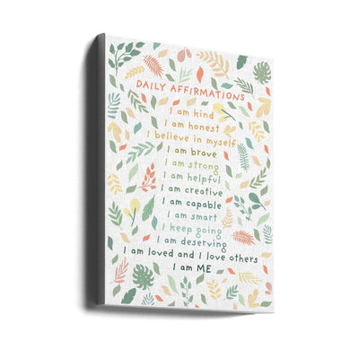 Daily Affirmations leaves - Stretched Canvas, Poster or Fine Art Print I Heart Wall Art