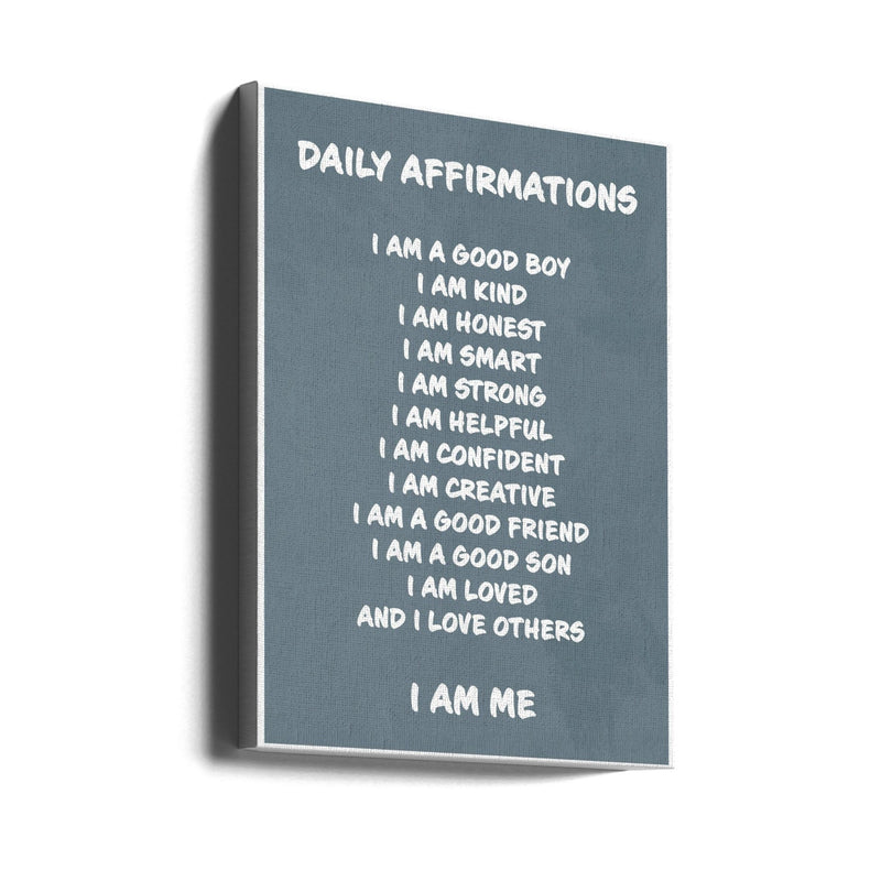 Daily Affirmations blue - Stretched Canvas, Poster or Fine Art Print I Heart Wall Art
