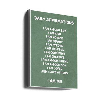 Daily Affirmations Green - Stretched Canvas, Poster or Fine Art Print I Heart Wall Art