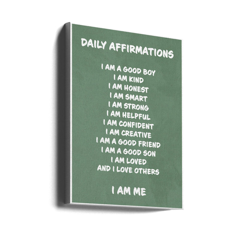 Daily Affirmations Green - Stretched Canvas, Poster or Fine Art Print I Heart Wall Art
