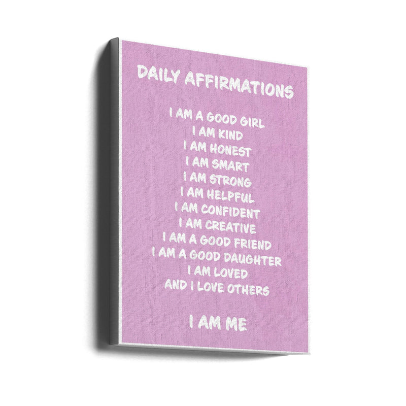 Daily Affirmations Pink - Stretched Canvas, Poster or Fine Art Print I Heart Wall Art