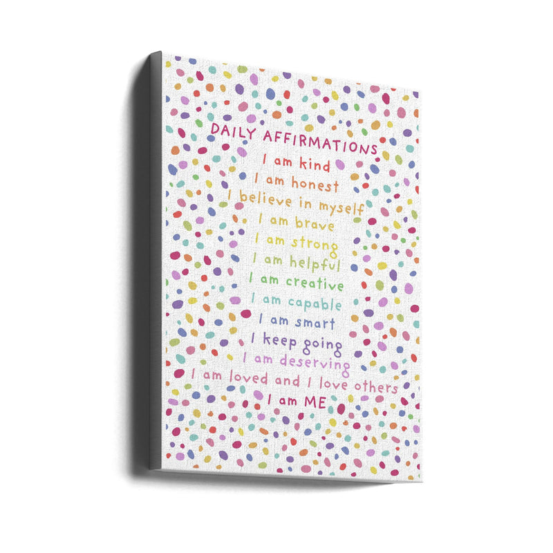 Daily Affirmations Polkadots - Stretched Canvas, Poster or Fine Art Print I Heart Wall Art