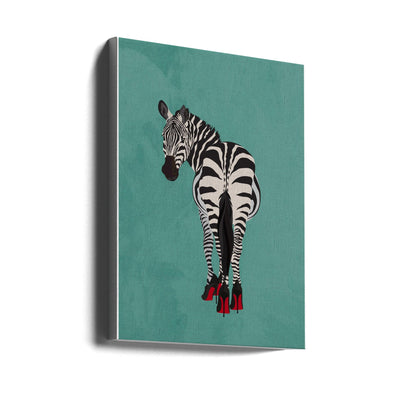 Zebra in heels teal - Stretched Canvas, Poster or Fine Art Print I Heart Wall Art