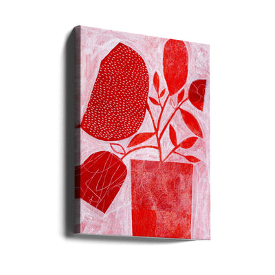 Red Floral Vase - Stretched Canvas, Poster or Fine Art Print I Heart Wall Art