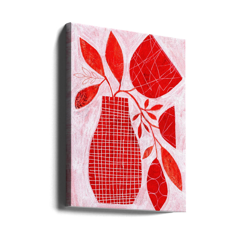 Red Floral Vase - Stretched Canvas, Poster or Fine Art Print I Heart Wall Art