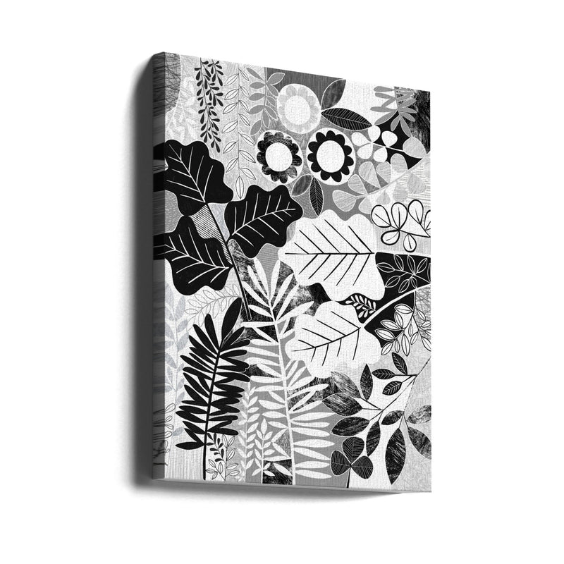 Modern Botanical Black &amp; White - Stretched Canvas, Poster or Fine Art Print I Heart Wall Art
