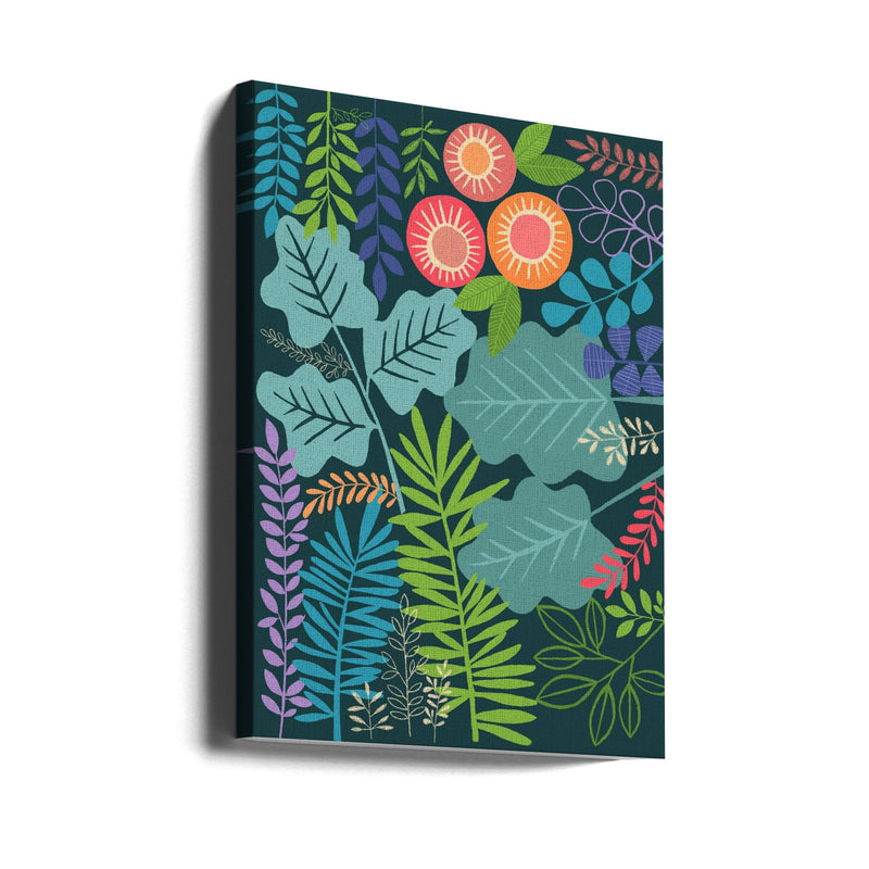Modern Botanical Multi Colour - Stretched Canvas, Poster or Fine Art Print I Heart Wall Art