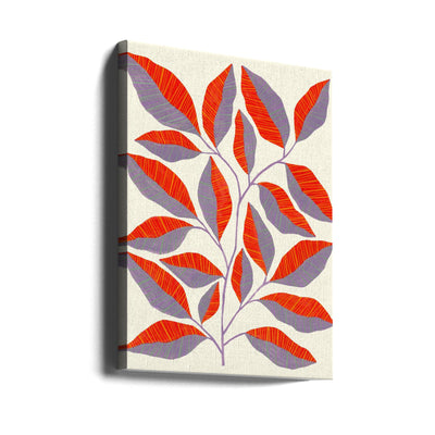 Striped Leaves Branch - Stretched Canvas, Poster or Fine Art Print I Heart Wall Art