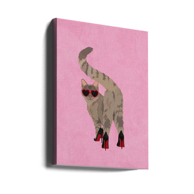 Cat in heels - Stretched Canvas, Poster or Fine Art Print I Heart Wall Art