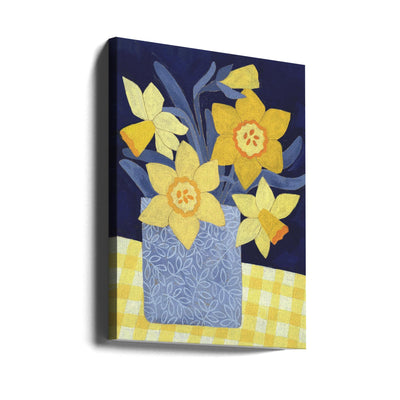 Daffodils With Yellow Gingham - Stretched Canvas, Poster or Fine Art Print I Heart Wall Art
